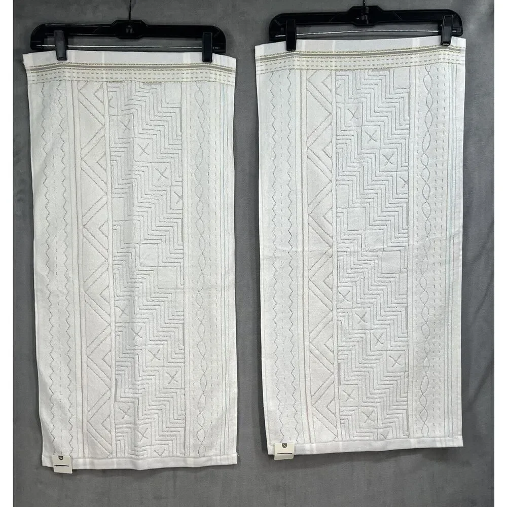 Anthropologie Windstream Hand towels Set of 4 Cotton Grey Montif